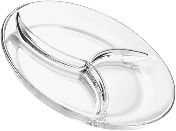 Ciieeo Serving Tray Fruit Salad Plate Compartment Dessert Plate Glass Tableware
