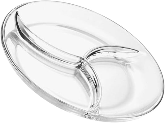 Ciieeo Serving Tray Fruit Salad Plate Compartment Dessert Plate Glass Tableware