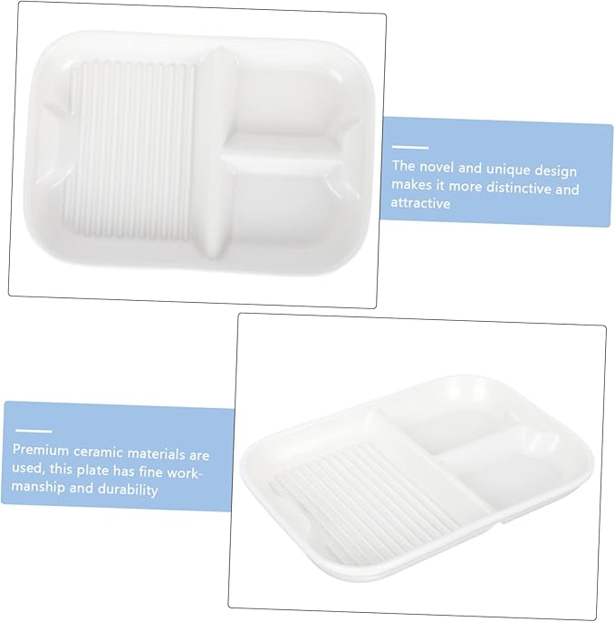 Cabilock Ceramic Divided Plate Three Compartments for Breakfast Serving Dishes for Salads Desserts and Portion Control Events