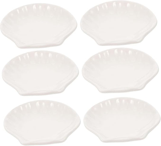 Gatuida 6pcs Scallop Edge Snack Plates Ceramics Plate Dish Dinnerware for Parties Decorative Home Accessory Easy to Clean for Snacks and Desserts