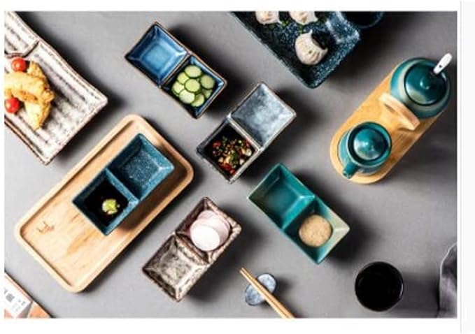 Snack Plate Appetizer Dish Seasoning Bowl Family Restaurant Grid Ceramic Dipping Sauce Snack Snack Tray