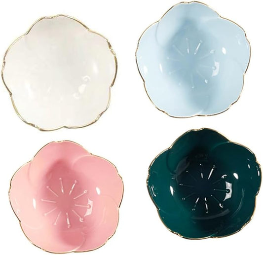 4pcs Ceramic Dipping Bowls Appetizer Plates for Soy Sauce Spices Snacks and Salad Lightweight Ceramic Sauce Dishes for Home Restaurant Catering Use