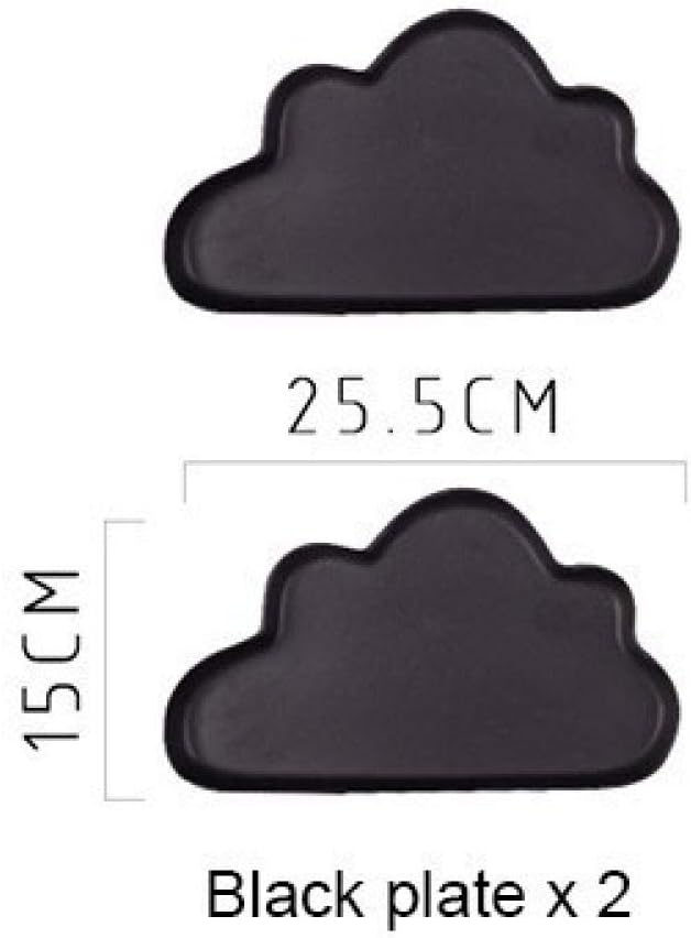 Dessert plate2 PCS 4 PCS Ceramic Color Clouds Plate Porcelain Rain Tray Matt Smooth Plates Cute-black cloud2Big