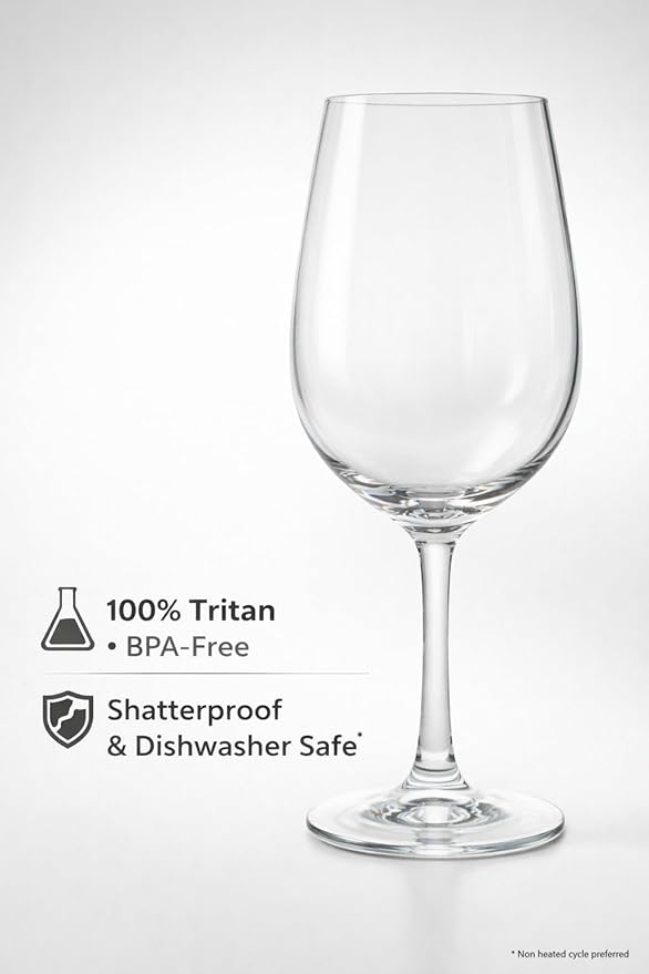 Unbreakable Stemmed Wine Glasses, 20 oz Large (Set of 4) – Shatterproof Tritan Plastic Goblets, BPA-Free & Dishwasher Safe, Elegant Wine Glasses for Indoor & Outdoor Use