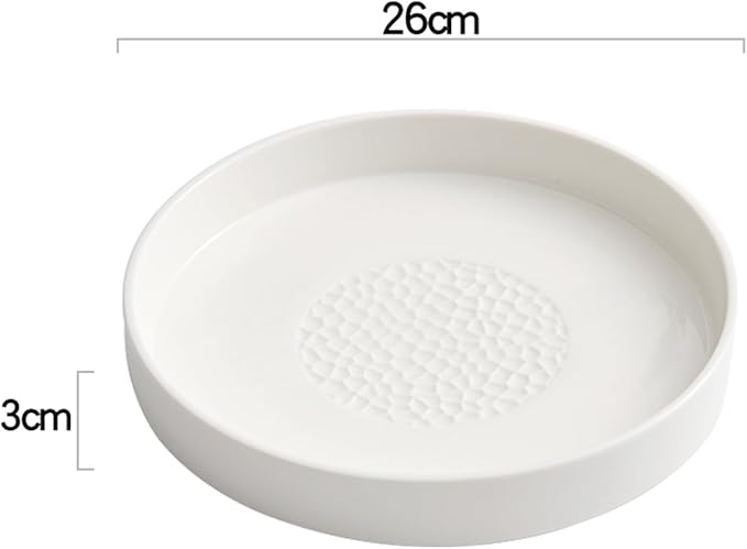 White Ceramic Appetizer Plates, Tableware for Salads, Steaks and Baking, Home Plates, Daily Feasts, Multiple Sizes, Microwave and Dishwasher Safe(Size:26 * 26 * 3CM,Color:White)