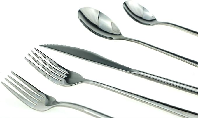 JASHII SUS304 Stainless Steel Flatware Cutlery Set For Home Kitchen Restaurant Hotel, Mirror Polished, 20-Piece Silverware Set for 4, Dishwasher Safe (Full Silver)