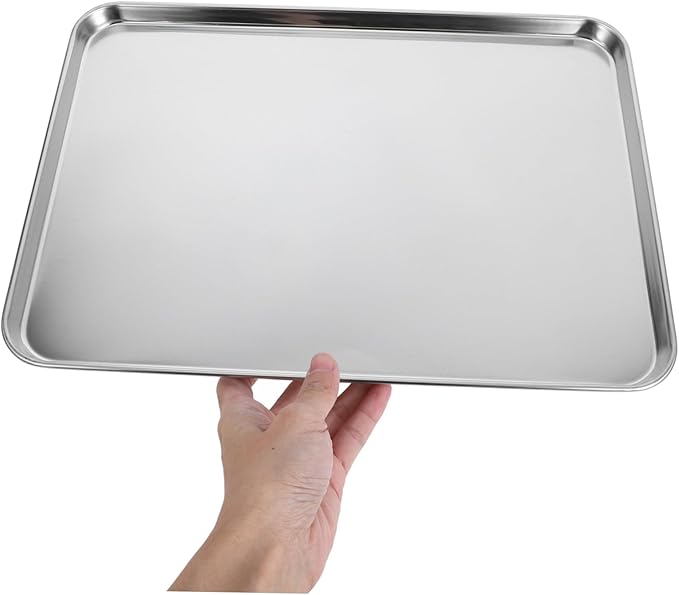 Stainless Steel Rectangular Rice Noodle Plate Non-stick Kitchen Tray for Bbq Picnics and Family Gatherings and Easy to Clean Serving Dish