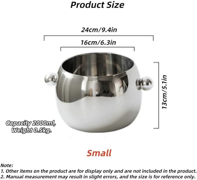 Stainless Steel Ice Bucket with Round Bead Handles, Creative Ice Bucket for Parties, Modern Drink Chiller Suitable for Bar, Home, Large Capacity(B)