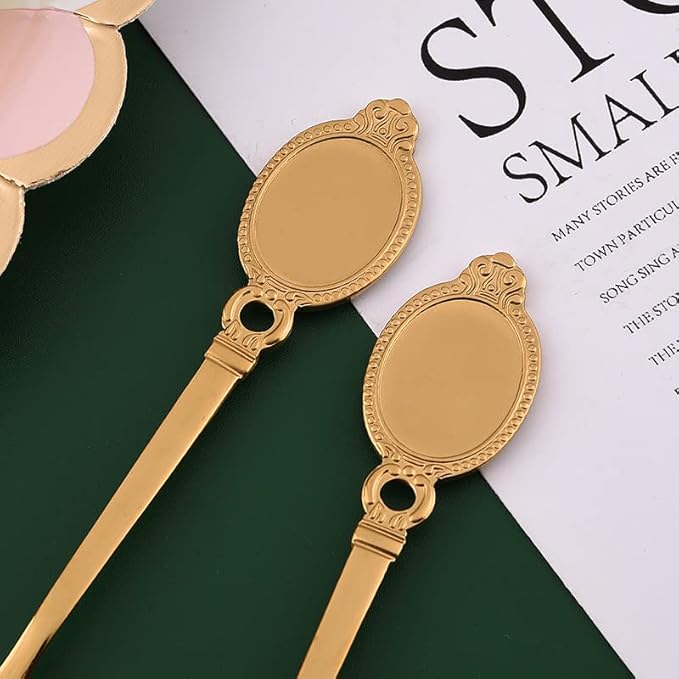 Dessert Spoon Set, 10Pcs Stainless Steel Creative Tableware Coffee Spoon Gold Plated Mini Teaspoons Set Sugar Stirring Ice Cream Soup Mixing Antipasto Cappuccino Cake Spoons