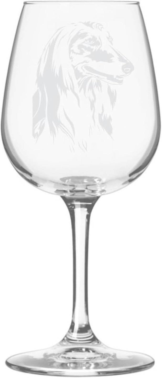 Etched Laser Art Afghan Hound Personalized Dog Themed Etched 12.75oz Wine Glass Custom Dog Breed Wine Glasses, Ideal for Pet Lovers, Unique Birthday Gift for Men & Women, Personalized Gift