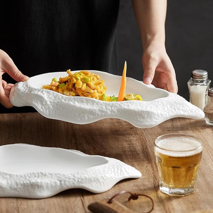 Appetizer Plates Hotel Creative Ceramic White Oyster Plate Commercial Restaurant Dessert Plate Home Cheap Plates(A)