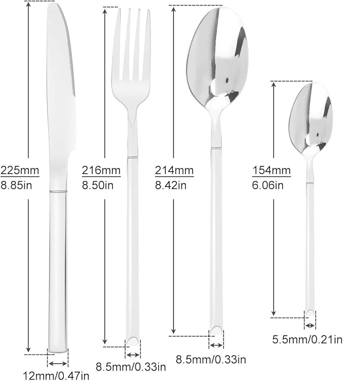 OriGlam Silverware Set, Stainless Steel Flatware Cutlery Set, Eating Utensils Tableware Include Fork Knife Spoon, Dishwasher Safe (Silver)