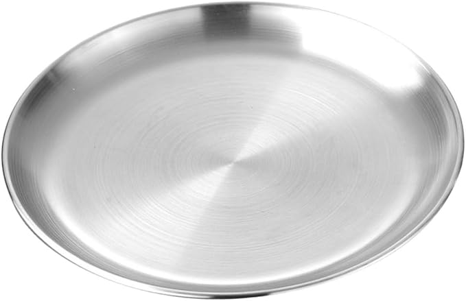 Alipis Stainless Steel Round Pizza Serving Tray Buffet Plate for Food Dessert Appetizers Easy to Clean Polished Finish for Daily Use Special Occasions