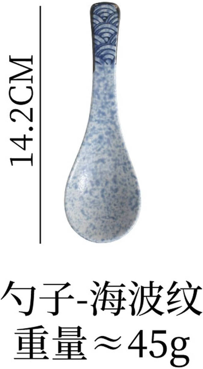 Japanese household ceramics simple underglaze color creative personality exquisite dish-spoon (sea ripple)