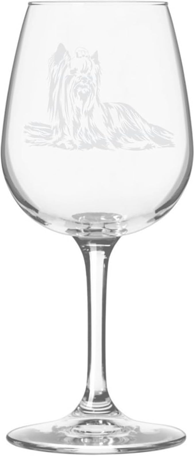Etched Laser Art Personalized Dog Themed Etched Wine Glass - Custom Dog Breed Wine Glasses for Pet Lovers, Unique & Personalized Birthday Gift for Men & Women - Yorkshire Terrier Customized, 12.75 oz