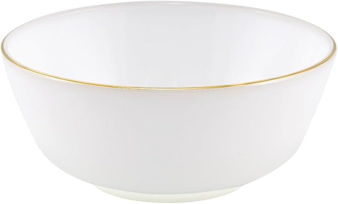 Barski Glass Soup & Dessert Bowls – Set of 4 Bowls, 5.3" Diameter – White Bowl with Gold Rim – Elegant Bowls for Ice Cream, Soup, Salad, Pudding, Fruit, Desserts, Appetizers, Parties & Entertaining