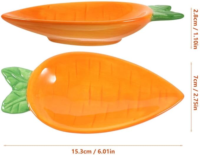 2pcs Ceramic Dishes Sauce Plates Easter Carrot Plates Tasting Dishes Ingredient for Prep Sushi Plate Digging Plate Dip Dessert Carrot Shape Bowls