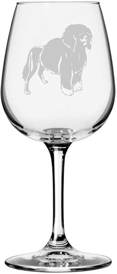 Etched Laser Art Personalized Dog Themed Etched Wine Glass - Custom Dog Breed Wine Glasses, Ideal for Pet Lovers, Personalized Birthday Gift for Men & Women - Portuguese Water (Alternate), 12.75 oz