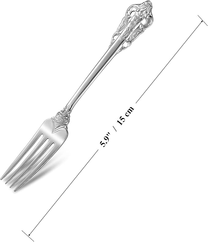 KEAWELL Luxury 5.9" Appetizer Forks, 18/10 Stainless Steel, Set of 4, Gorgeous Cocktail Forks/Dessert Forks (Silver)