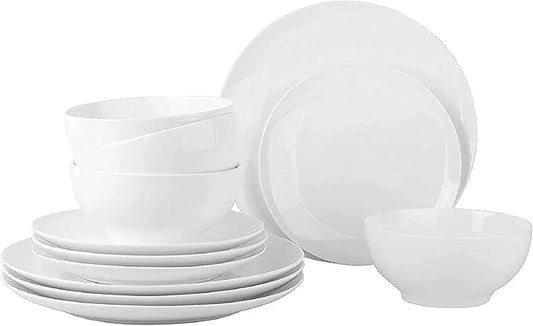 Porcelain Dinner Set Porcelain Kitchen Dinnerware Set Ceramic Tableware Dinnerware Set – Set for 4 Dinnerware 12 pcs Set Dish –Durable Porcelain White Dinnerware Set, Plates and Bo