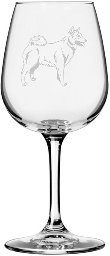 Etched Laser Art Personalized Dog Themed Etched Wine Glass - Custom Dog Breed Wine Glasses, Ideal for Pet Lovers, Unique & Personalized Birthday Gift for Men & Women - Norwegian Buhund, 12.75 oz