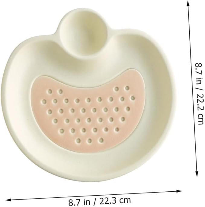 Healifty Draining Design Ceramic Plate Dumpling Dipping Dish Sauce Compartment Multi-purpose Serving Tray