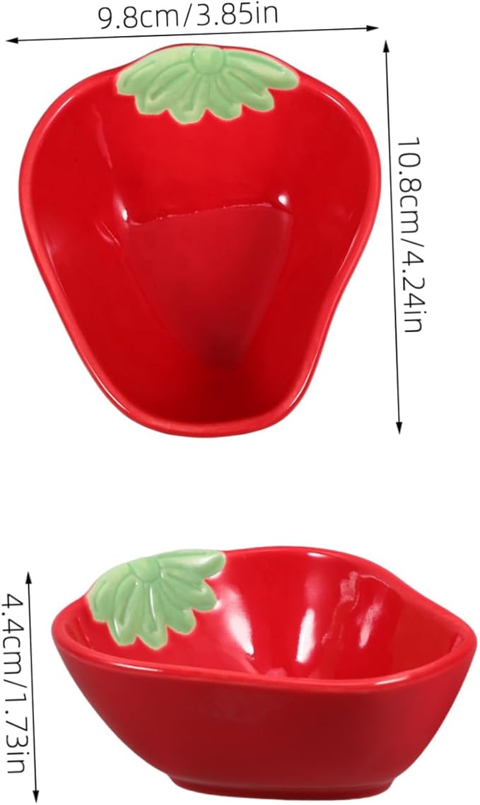 Alipis Strawberry-Shaped Ceramic Dipping Dish Small Sauce Plate for Seasoning Appetizers and Desserts Unique Kitchenware for Home Use