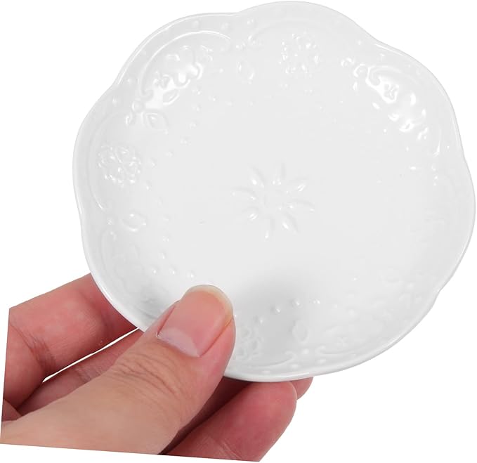 PRETYZOOM 2pcs Ceramic Dip Plate Chip and Dip Platter Condiment Server Porcelain Appetizer Plates Small Dipping Dishes Oil Bowls for Dipping