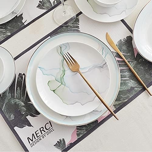 Dinner Plate Set Ceramic Dinnerware Set Kitchen Tableware Dinner Dish Ceramic Plates and Dishes Bowls 56Pcs Combination, size