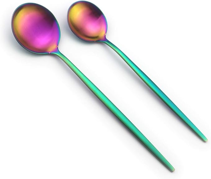 60-Piece Modern Matte Silverware Set, Uniturcky 304 Stainless Steel Flatware Cutlery Set, Elegant Kitchen Utensils Service For 12, Includes Dinner Knives/Spoons/Forks, Rainbow Satin Finish