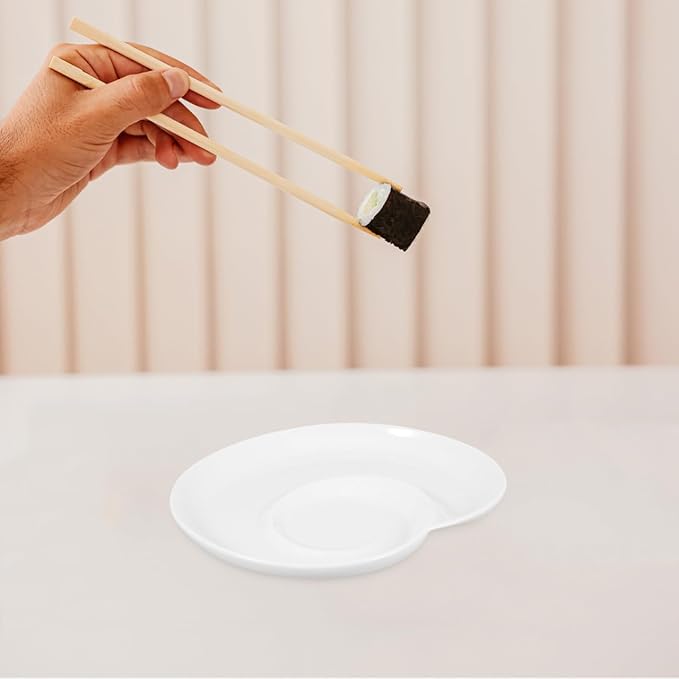 Divided Dumpling Plate with Sauce Compartment 6.49X5.78In Ceramic Food Server Tray for Snacks Appetizers and Breakfast Serving