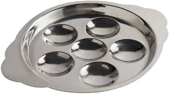 TrueCraftware- 6 Compartment Holes Stainless Steel Snail/Escargot Tray Set of 2- Seafood Snail Dish Escargot Dish Server for Home Kitchen Restaurant Hotel BBQ