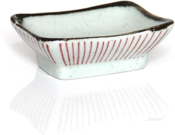 Sauce Dish Ceramic Appetizer Plates 3.35 Inch Japanese Style Dipping Sauce Dishes Rectangle Soy Sauce Dipping Bowls Dessert Sushi Sauce Seasoning Dish Dipping Bowls (A)