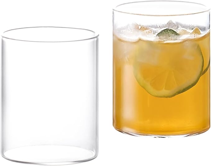 KAMMAK Drinking Glasses Set of 2, 14.8oz Water Glasses, Highball Glass Cups,Daliy Clear Glass for Cocktail, Juice, Tea, Iced Tea, Kitchen and Bar Glassware Gifts, Dishwasher Safe (05)