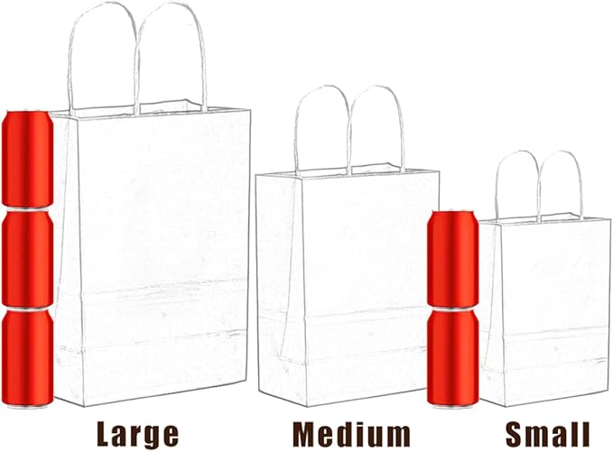 qiqee 100PCS Gift Bag with Handles Bulk Kraft Red Paper Bags Assorted Sizes(33pcs Large 13",33pcs Medium 11",34pcs Small 8")
