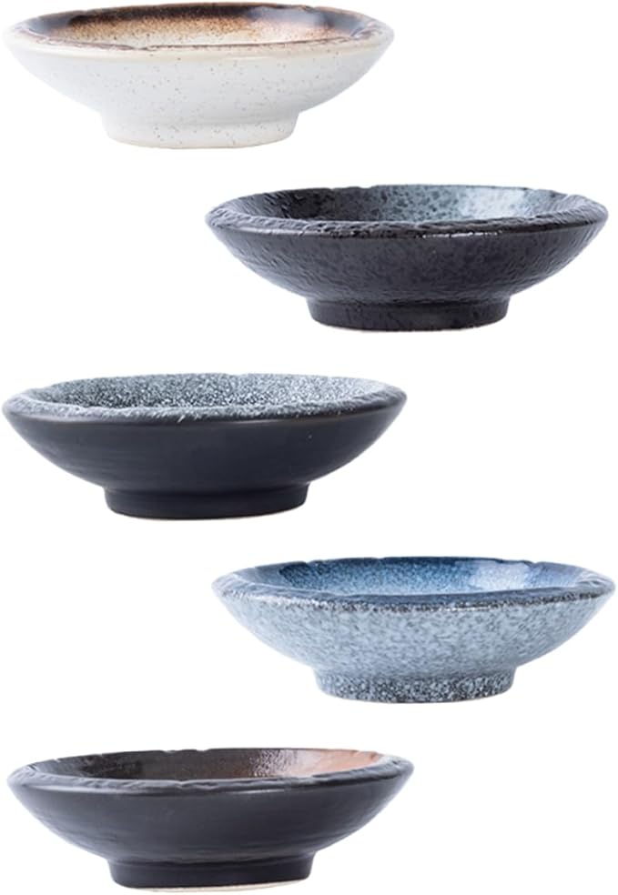 Zerodeko 5pcs Ceramic Dipping Bowl Sauce Dish Seasoning Plate Condiment Bowl Appetizer Dish for Kitchen Party Camping