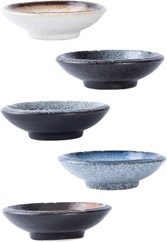Zerodeko 5pcs Ceramic Dipping Bowl Sauce Dish Seasoning Plate Condiment Bowl Appetizer Dish for Kitchen Party Camping
