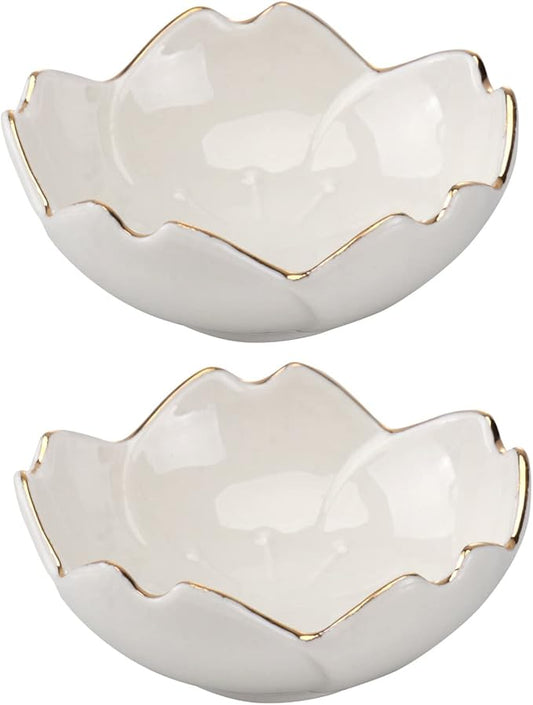 Appetizer Plates Ceramic Serving Tray Round 2pcs Pinch Bowls Seasonings Bowls Dipping Seasoning Dishes Ceramic Dipping Plates Condiment Plate Vinegar Bowl Soybean Set Chip Jars (White 7X7X2.8cm)