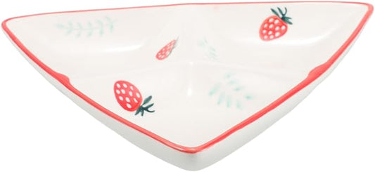 Cabilock Triangular Cute Separated Ceramic Plate Compartment Serving Dish for Snacks Meals Reusable Divided Tray for Home Restaurant Use Charming Design Enhancing Dining Experience
