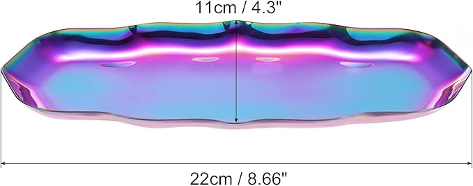 uxcell Stainless Steel Decorative Tray 8.6" x 4.3" Wave Serving Tray Suitable for Jewelry Coffee Table Bar Kitchen Countertop Bathroom Tableware, Multicolor