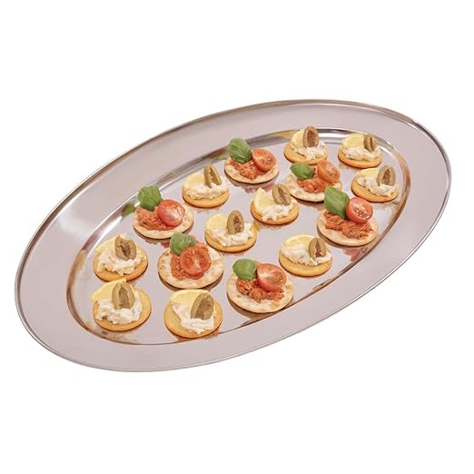 Olympia Oval Serving Tray with Wide Raised Rim Made of Stainless Steel - 560mm