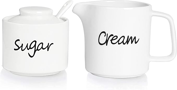 ONTUBE Porcelain Sugar bowl and Creamer Set of 3,White