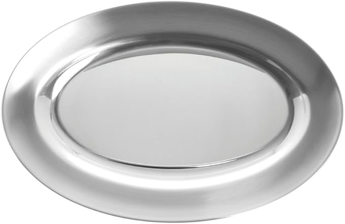 HUBERT Serving Tray Silver Stainless Steel - 9" L x 6" W