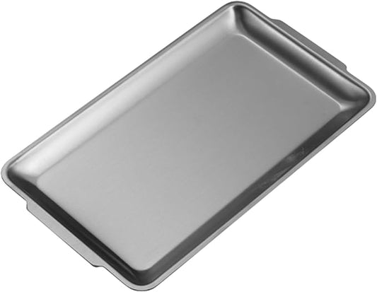 Baking Sheet, Sheet Pans for Baking Stainless Steel, Rectangle Metal Serving Tray with Handles for Dining, Party, Buffet, Dishwasher(Silver,27 * 15cm/11 * 6in)