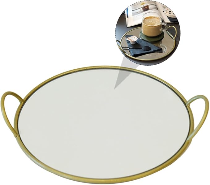 IMIKEYA 1pc Round Serving Tray with Handles Decorative Dinner Plate for Home Tableware for Cake Fruit Snacks Easy to Carry Suitable for Kitchen Dining and Parties