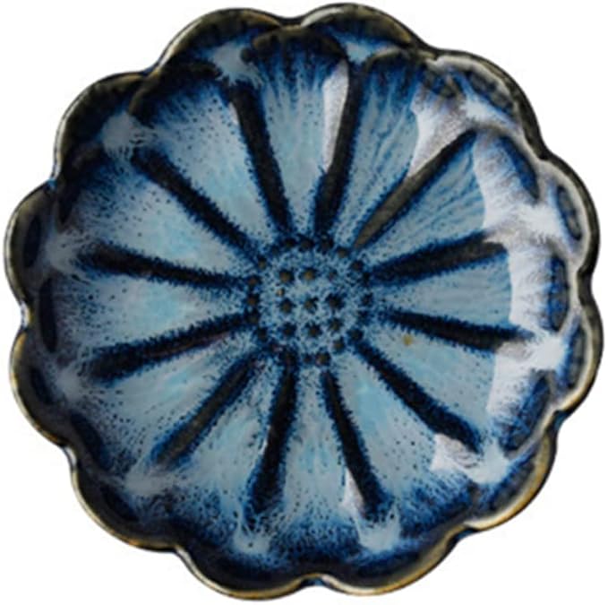 Veemoon Sunflower Shaped Seasoning Plates Dish Bowl Set of 3 Japanese Ceramic Plate for Dipping