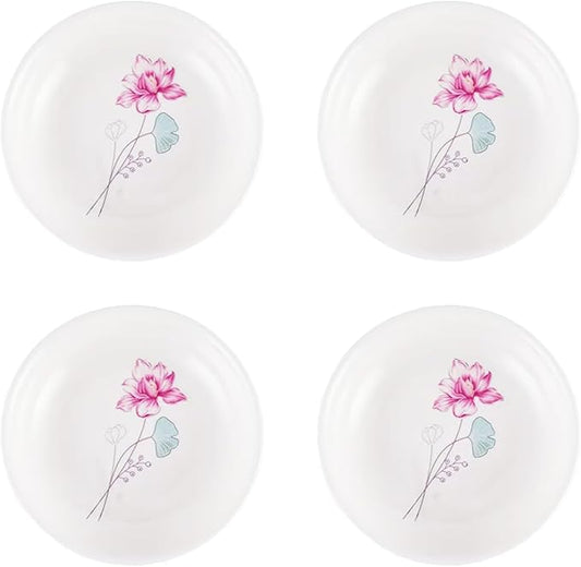 4 Pack Saucer Dishes with Lotus Pattern, Ceramic Dipping Bowls, 4 Inch Side Dishes Sauce Dishes for Sushi Sauce Snack, Porcelain Seasoning Dishes Appetizer Plates, Snack Serving Dishes