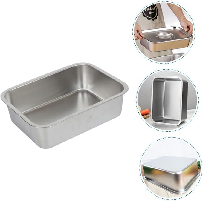 1Pc Stainless Steel Food Storage Tray Serving Plate for Vegetables Kitchen Utensil for Home Use Easy to Clean Dinnerware Suitable for Open Flames Induction