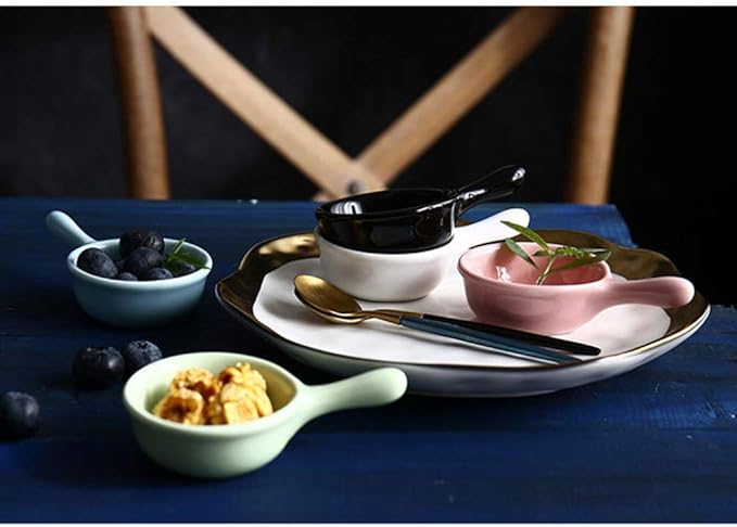 Ceramic Sauce Dish with Handle Seasoning Dish Sushi Soy Dipping Bowl Appetizer Plates for Wedding Home Party 40ML-Bue