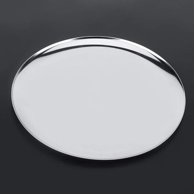 GLOGLOW Silver Serving Tray, Stainless Steel Round Serving Platter with Mirrored Finish, 11 Inch Circular Tray for Home Decor and Food (Large Round Silver)